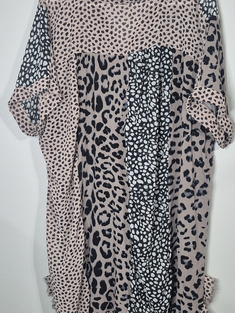 Umgee Patchwork Animal Print Button-Up Tunic / Dress Size 2XL - Picture 6 of 8